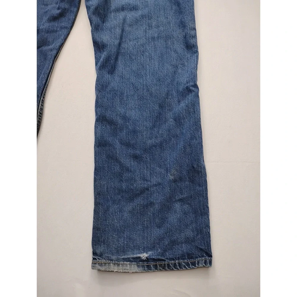 Levi 505 Straight Leg Regular Faded Blue Denim Jeans 38x30 Y2k Faded